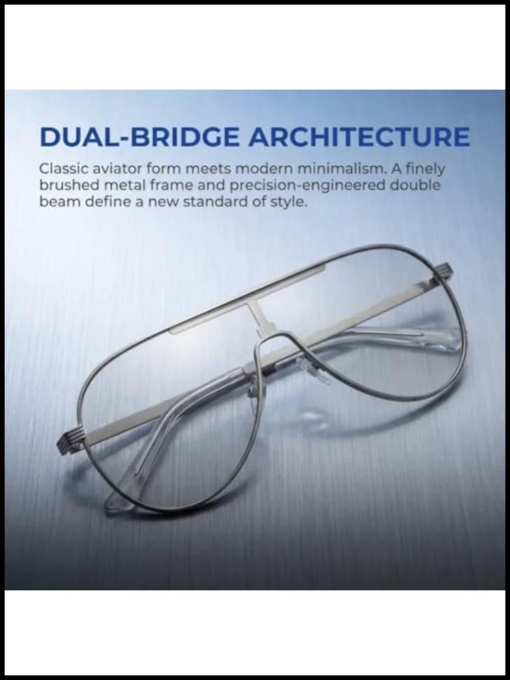 Connected Pilot Sunglasses with Double Bridge, UV400 Protection, Stainless